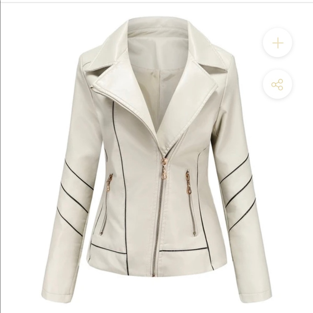 Cream vegan leather jacket